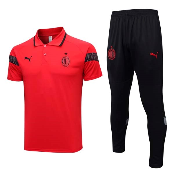 Polo AC Milan Conjunto Completo 2023-2024 Rojo Negro